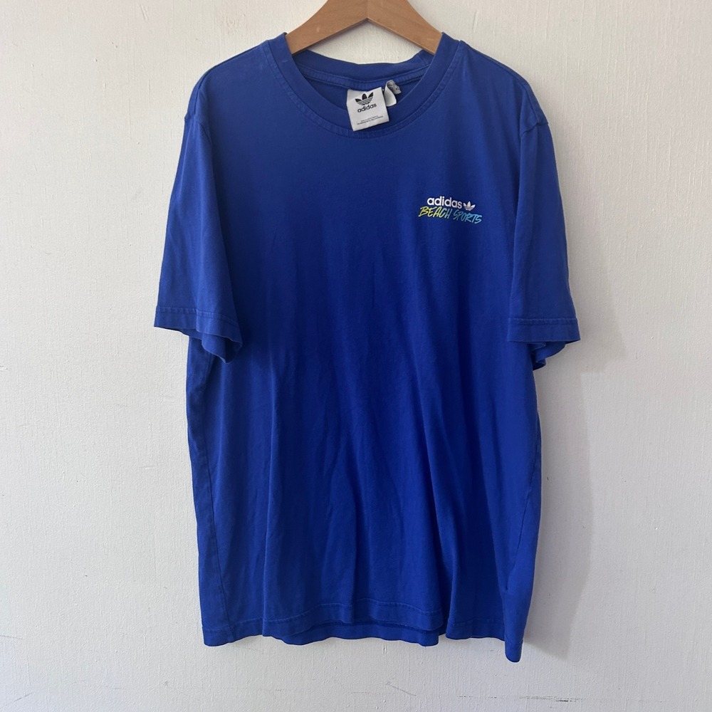 Adidas T-Shirt Mens Medium Blue Beach Sports Graphic Tee Summer Retro